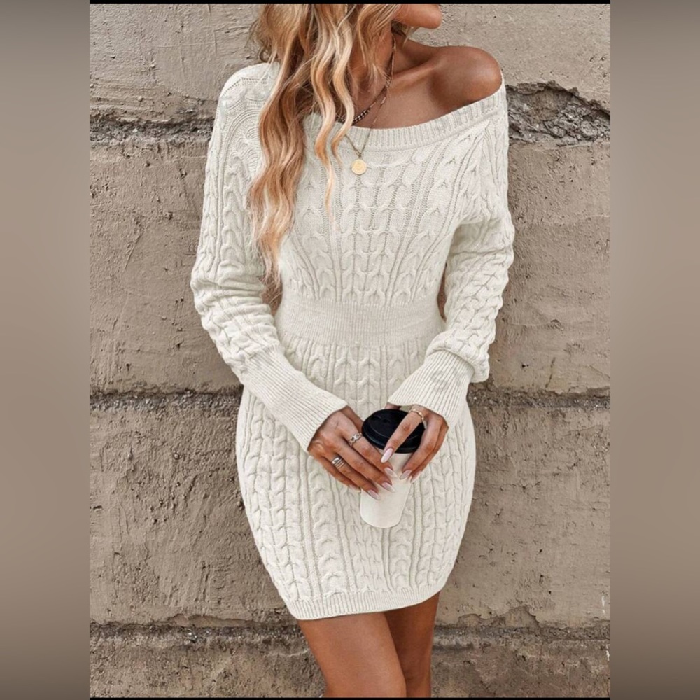 SHEIN Clási Cable  Knit Sweater Dress